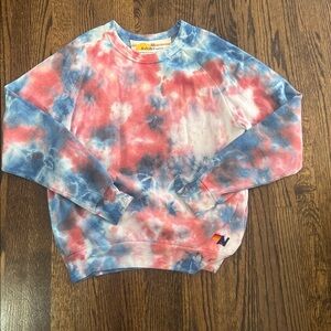 Aviator Nation Red and Blue Tie-Dye Top